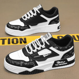 Height Increasing Waterproof Anti-slip Black White Panda Sports Casual Shoes, Fashion Skate Sneakers For Men & Teenagers